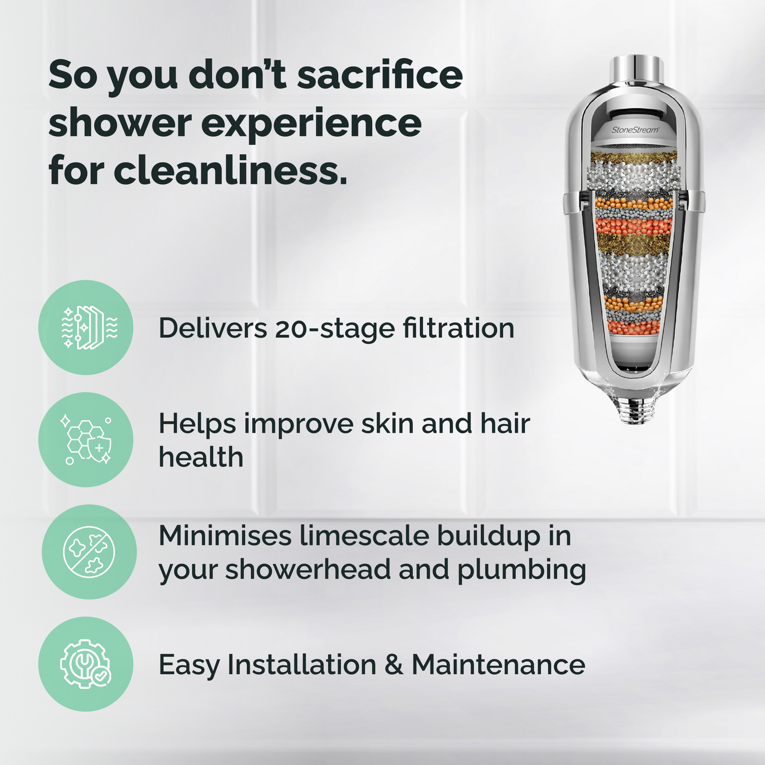 Filtro de ducha avanzado para agua dura