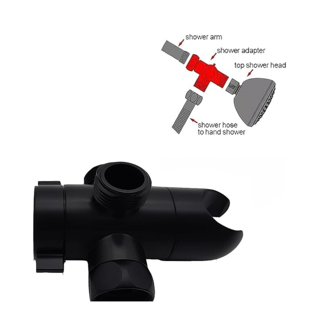 Desviador de ducha de 3 vías - Negro