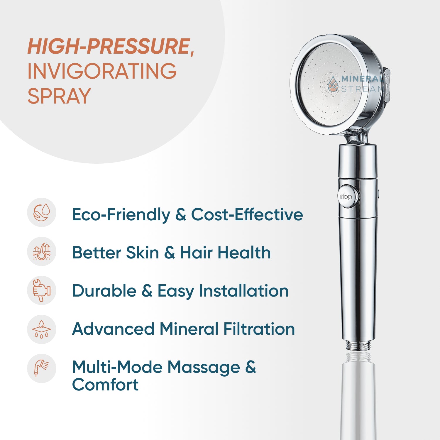 Alcachofa de ducha MineralStream™ 3.0 con filtrado