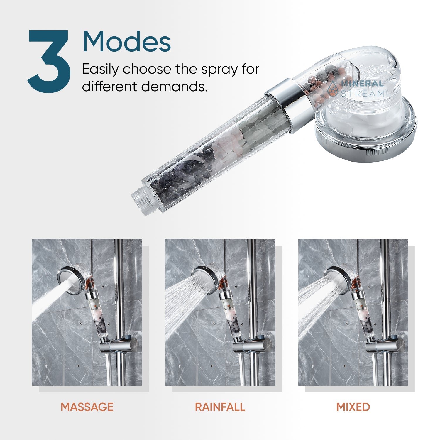 Kit de elementos esenciales para ducha con cabezal de ducha Chakra