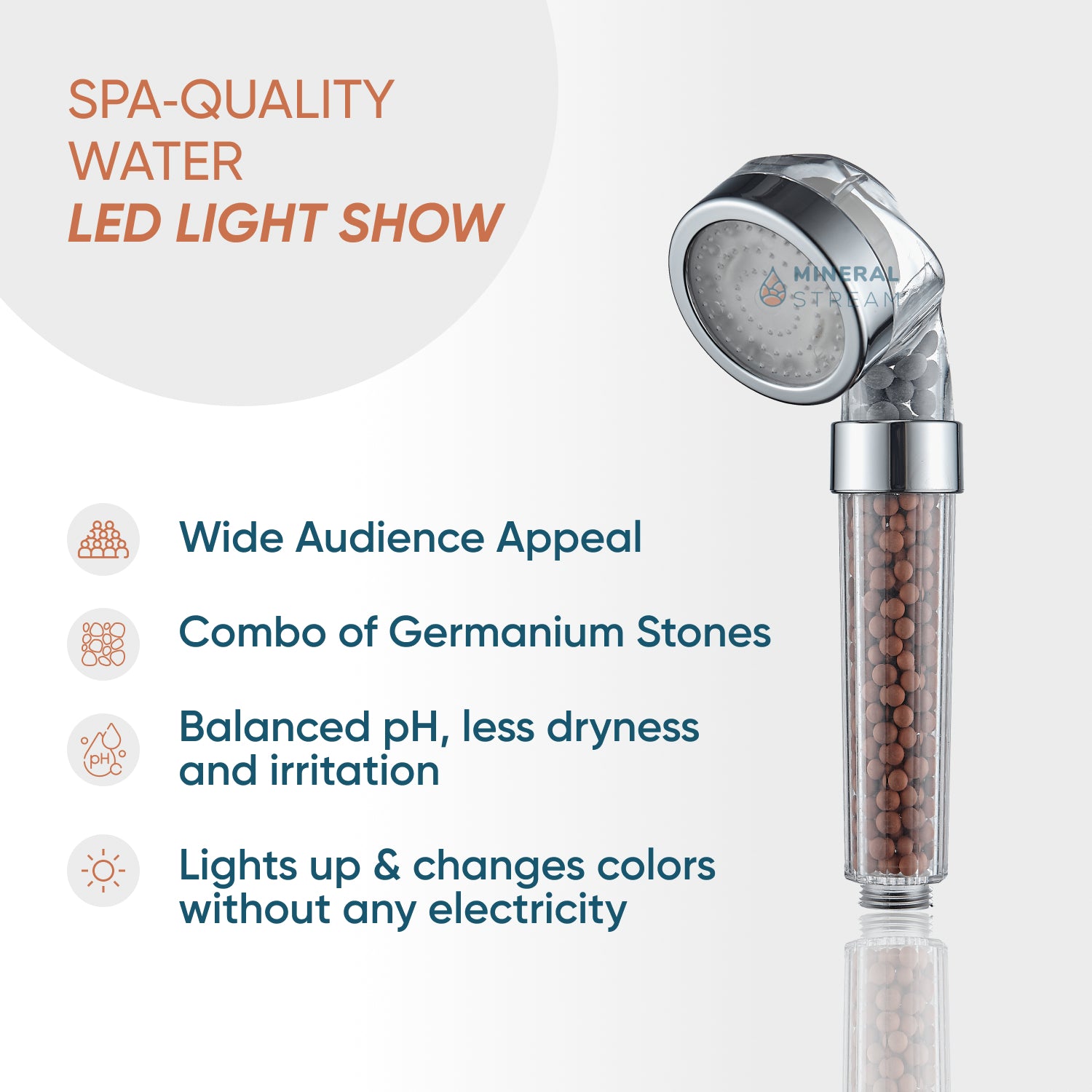 MineralStream™ Alcachofa de ducha LED iónica